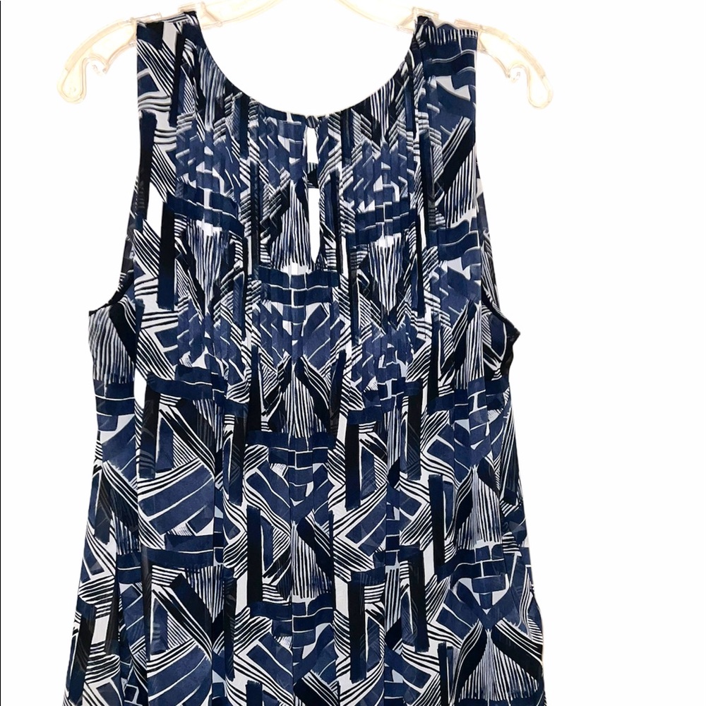 Alfani Navy, Blue and White Sleeveless Blouse 1X